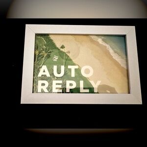 “Palm Beach Loungers, Florida” 4x6 framed Gray Malin postcard with caption.